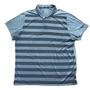 Nike Golf Athletic Dri-Fit Grey Striped Lightweight Polo Shirt Men's Size XXL